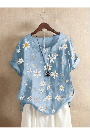 Floral Short Sleeve Shift Printed Shirts & Tops