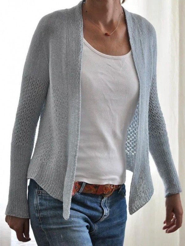 Plain Plus Size Casual Sweater Cardigan