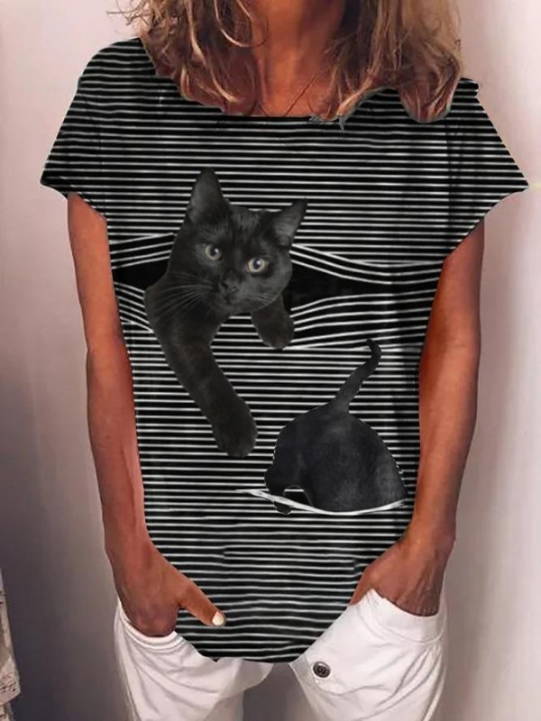 Cat Print Women Tshirt