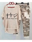 Khaki Letter Print Two Piece Set