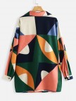 Corduroy Contrast Color Print Long Sleeve Jacket