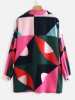 Corduroy Contrast Color Print Long Sleeve Jacket
