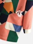 Corduroy Contrast Color Print Long Sleeve Jacket