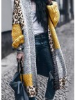 WOMEN'S COLOR BLOCK CASUAL LONG CARDIGAN