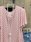 Pink Crew Neck Short Sleeve CottonBlend Shirts & Tops