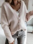 V Neck Casual Plain Long Sleeve Sweater